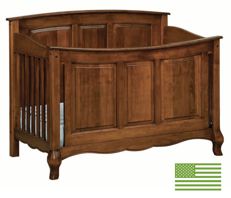 Amish 4 in 1 Convertible Baby Crib - French Country Panel